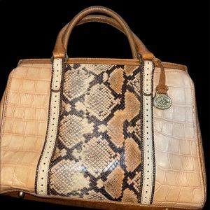 Brahmin embossed gator & python satchel